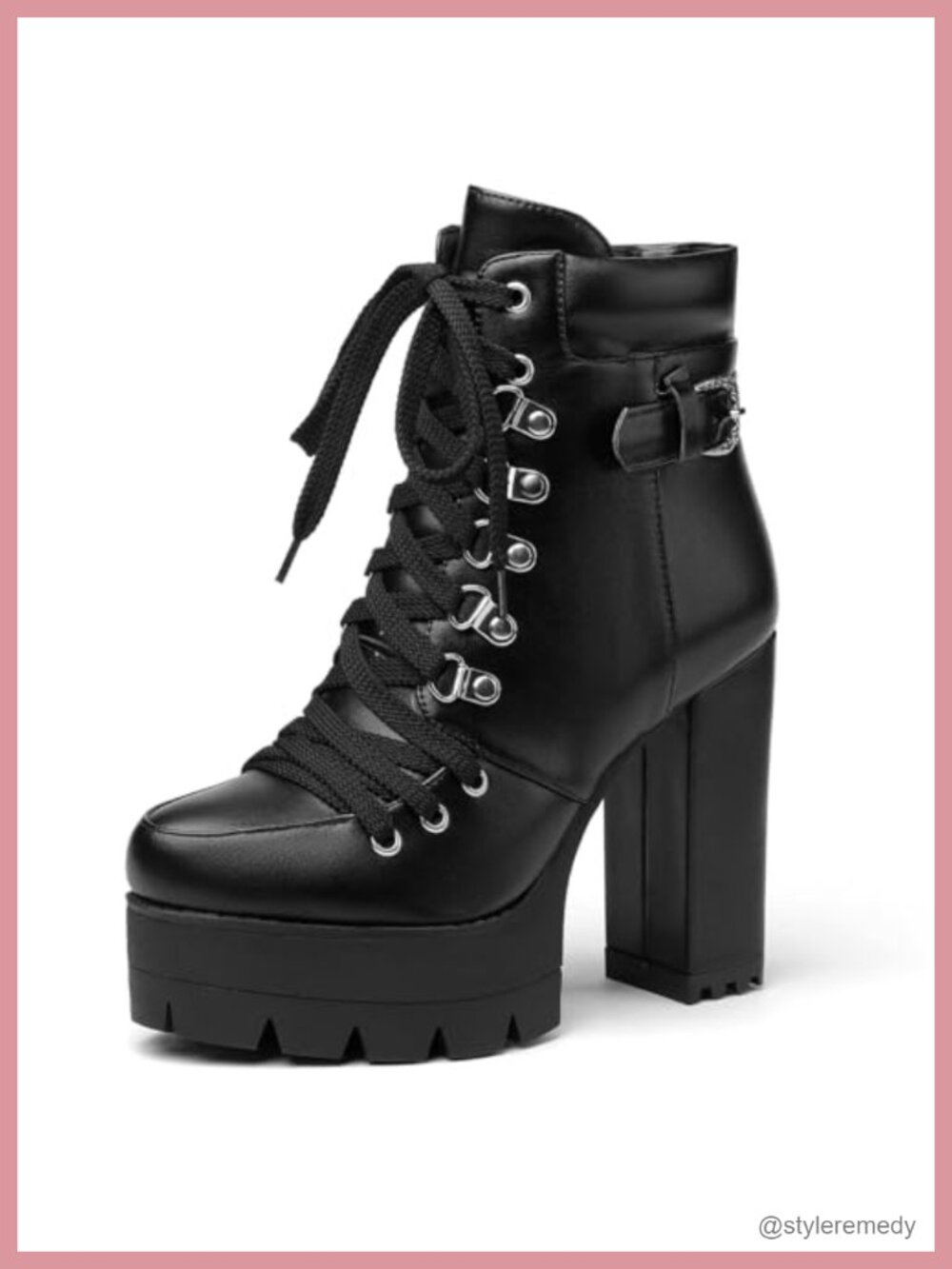 Women's Suede Round Toe Lace Up Ankle Booties, Chunky Heel Platform Block Heel